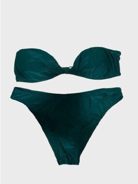 NWOT Minimal Bandeau Bikini Set in Deep Teal Green